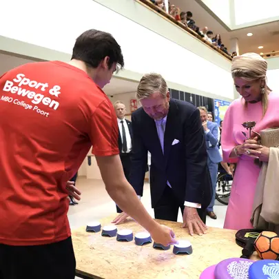 Willem-Alexander en Maxima op MBO College Poort